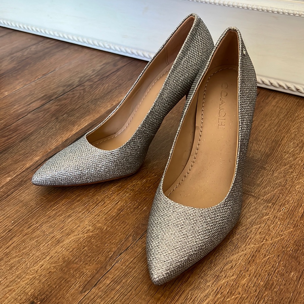 Coach Silver Sparkly/Glitter Vero Cuoio Pumps